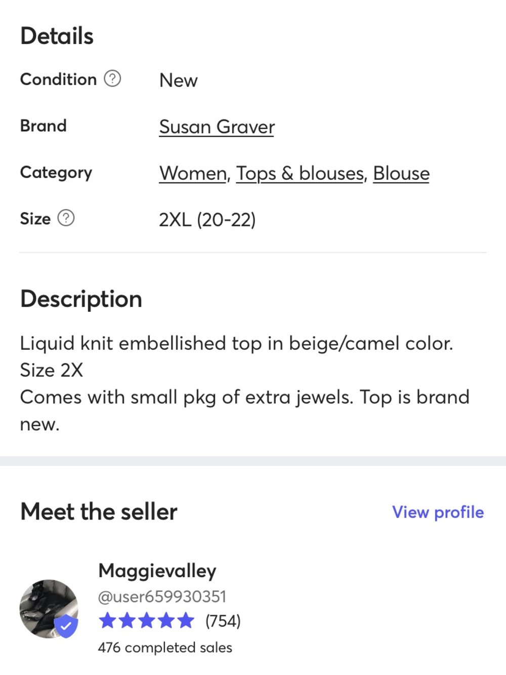 Susan Graver Top 2X - Picture 4 of 4